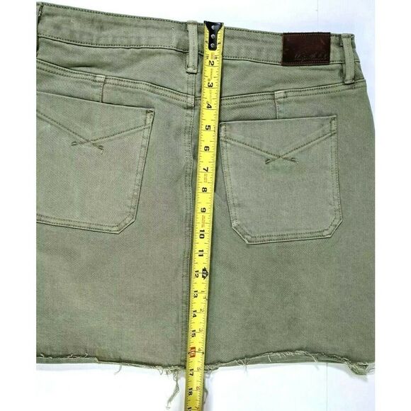 Unpublished Green Denim Jean Mini Skirt Sz 30 pockets Anthropologie - Picture 8 of 11